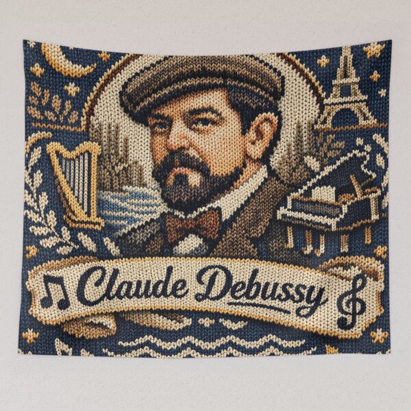 Item preview, Claude Debussy, composer, music, knitting pattern Clair De Lune designed and sold by Mauswohn.