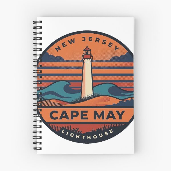 Item preview, Cape May Lighthouse New Jersey Retro Sunset Vintage Badge Sticker designed and sold by DetourDgn.