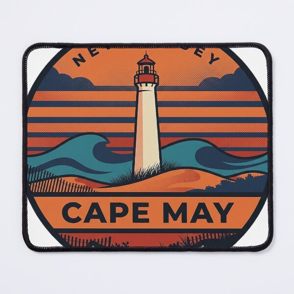 Item preview, Cape May Lighthouse New Jersey Retro Sunset Vintage Badge Sticker designed and sold by DetourDgn.