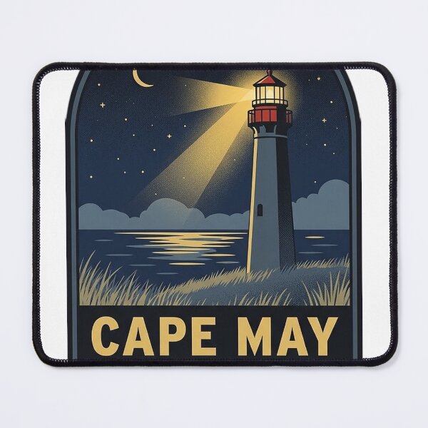 Item preview, Cape May Lighthouse New Jersey Night Beam Vintage Badge Sticker designed and sold by DetourDgn.