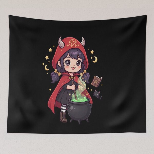 Item preview, Cute Devil Witch Goat Stirring Cauldron – Kawaii designed and sold by fejesrussh.