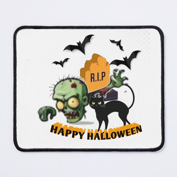 Item preview, Spooky Halloween Greetings with a Zombie and Black Cat designed and sold by Sakshiartwork.