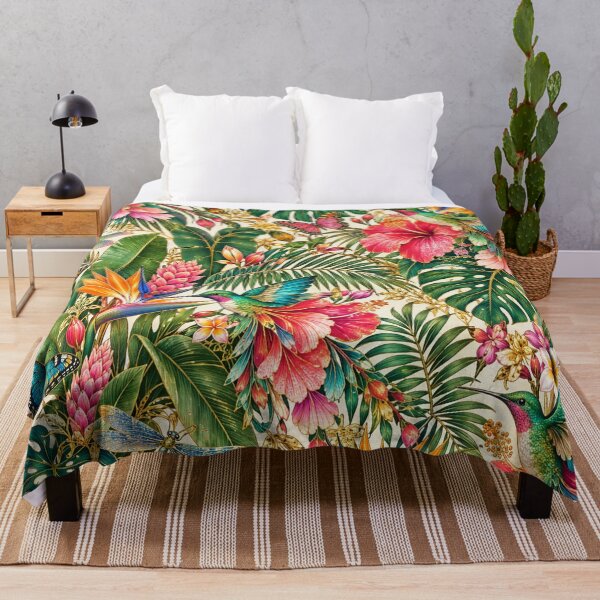Item preview, Hummingbird and Hibiscus Tropical Flower Pattern designed and sold by Elżbieta Kaps.