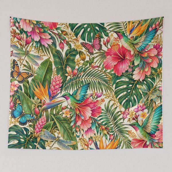 Item preview, Hummingbird and Hibiscus Tropical Flower Pattern designed and sold by Elżbieta  Kaps.