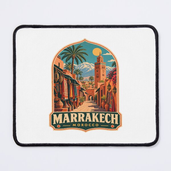 Item preview, Vintage Marrakech Morocco Souk Travel Badge Poster & Gift designed and sold by Globalcitytees.