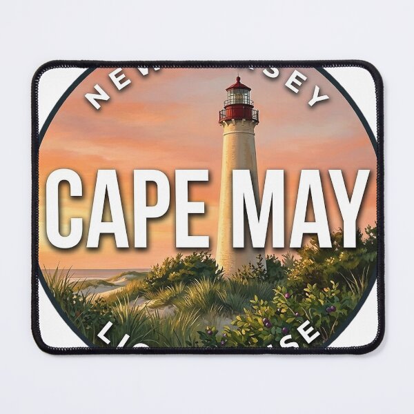 Item preview, Cape May Lighthouse New Jersey Sunset Tower Round Badge Sticker designed and sold by DetourDgn.