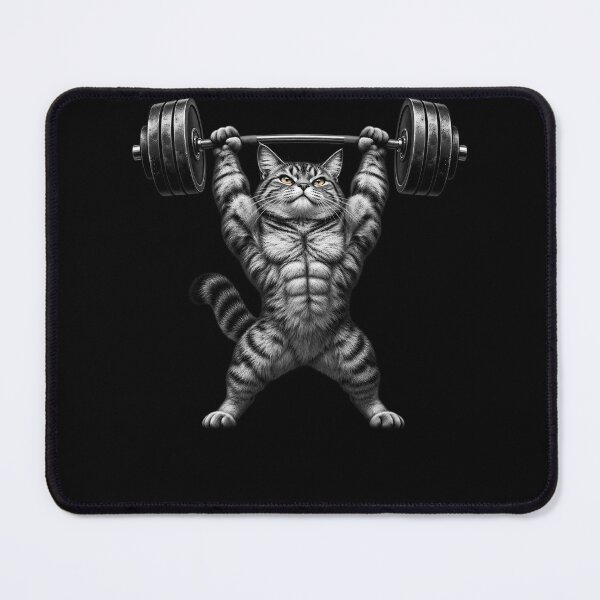 Item preview, Muscular Cat Lifting Weights – Funny Gym Fitness Bodybuilding Cat Design designed and sold by PosiMCreations.