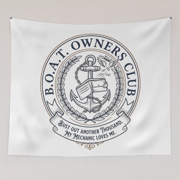 Item preview, BOAT Owners Club Bust Out Another Thousand My Mechanic Loves Me – Funny Boating Nautical Art designed and sold by Luminari Creations.
