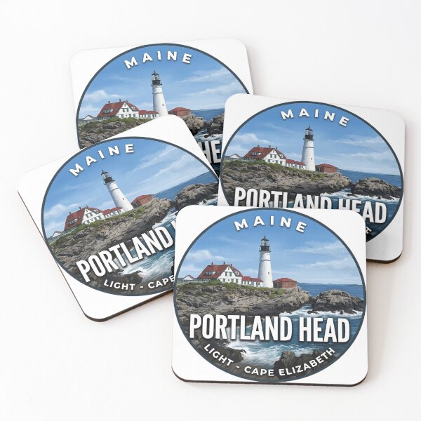 Item preview, Portland Head Light Maine Summer Cliffs Round Badge Sticker designed and sold by DetourDgn.