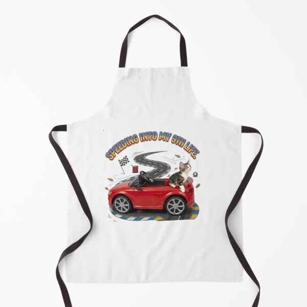 Item preview, Speeding Into My 9th Life Funny Cat Driving Red Sports Car designed and sold by MeliMedO Art.