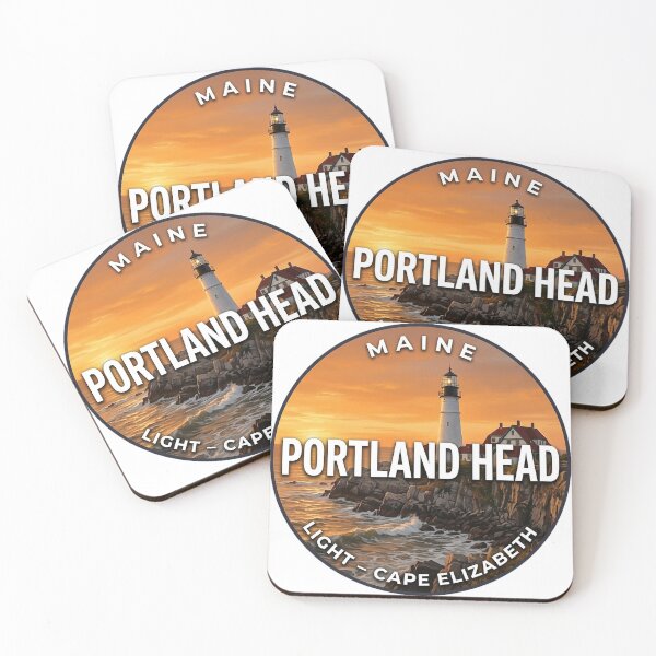 Item preview, Portland Head Light Maine Golden Hour Round Badge Sticker designed and sold by DetourDgn.