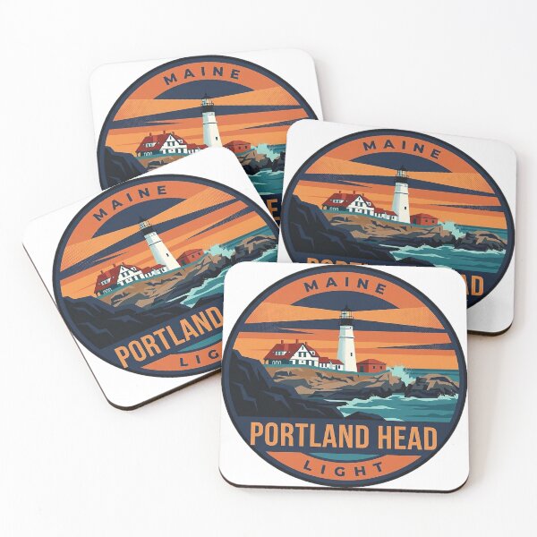 Item preview, Portland Head Light Maine Retro Sunset Vintage Badge Sticker designed and sold by DetourDgn.