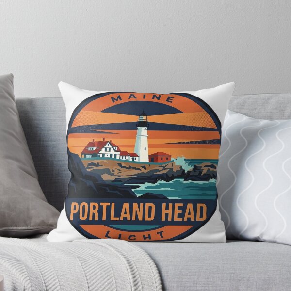 Item preview, Portland Head Light Maine Retro Sunset Vintage Badge Sticker designed and sold by DetourDgn.