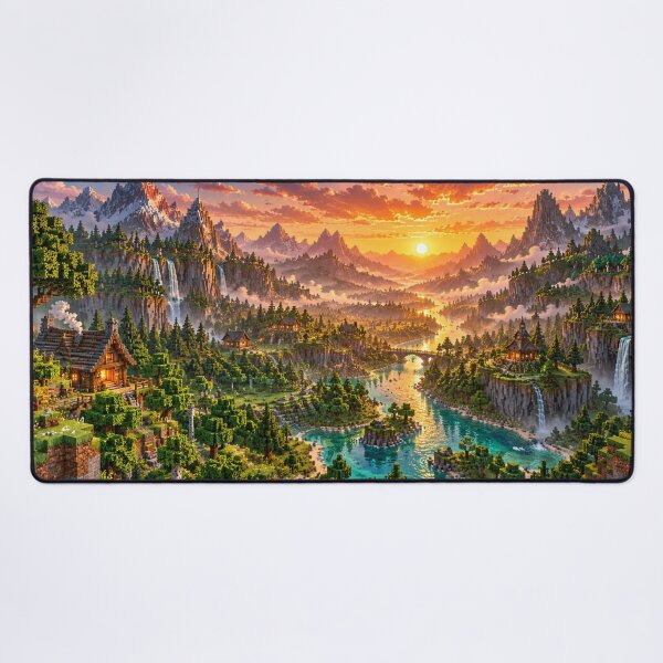 Item preview, Epic pixel world in a golden sunset designed and sold by rolfzogg ART.
