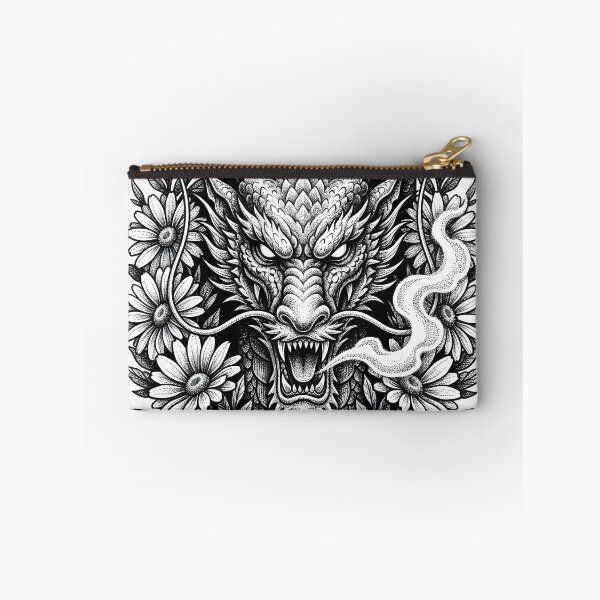Item preview, Antler Horned Dragon Daisy Wreath - Smoke Ribbon Ink Art designed and sold by DragonSerpent Ink.