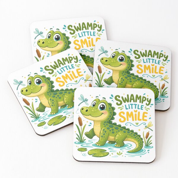 Item preview, Cute Green Baby Alligator  Swampy Little Smile Cartoon Crocodile designed and sold by inkoutninja.