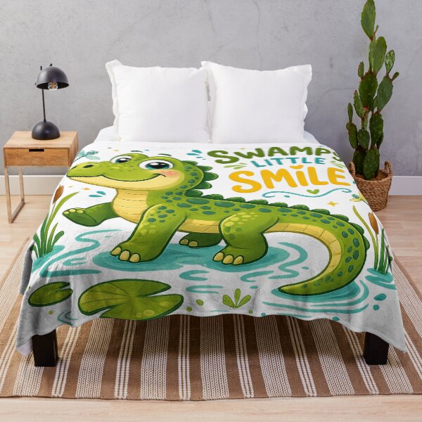 Item preview, Cute Green Baby Alligator Swampy Little Smile Cartoon Crocodile designed and sold by inkoutninja.