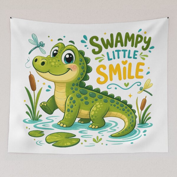 Item preview, Cute Green Baby Alligator  Swampy Little Smile Cartoon Crocodile designed and sold by inkoutninja.
