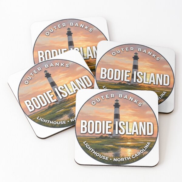 Item preview, Bodie Island Lighthouse North Carolina Marsh Sunset Round Badge Sticker designed and sold by DetourDgn.