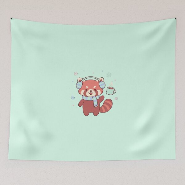 Item preview, Kawaii Red Panda With Winter Earmuffs & Snowflakes Art designed and sold by Moon's Arts.