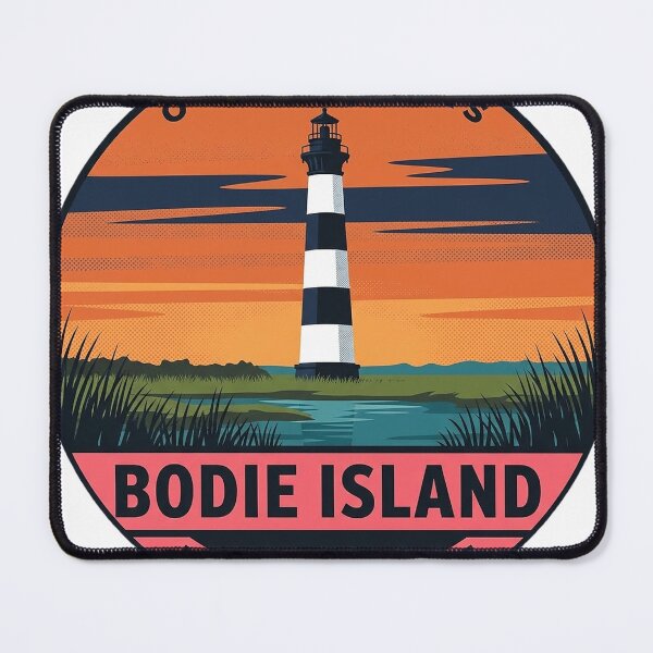 Item preview, Bodie Island Lighthouse North Carolina Retro Sunset Vintage Badge Sticker designed and sold by DetourDgn.