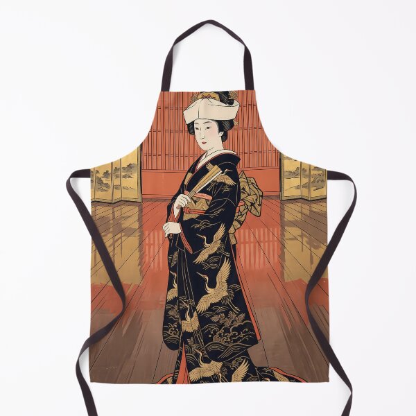 Item preview, Japanese Bride in Crane Kimono with Folding Screens designed and sold by TokyoUkiyoHouse.