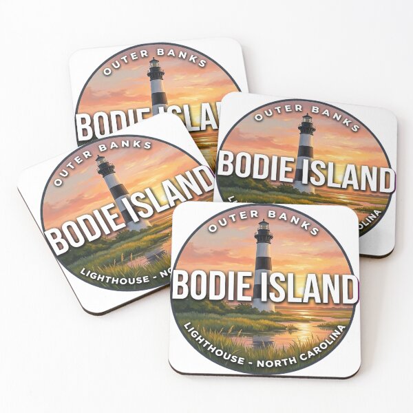 Item preview, Bodie Island Lighthouse North Carolina Marsh Sunset Round Badge Sticker designed and sold by DetourDgn.