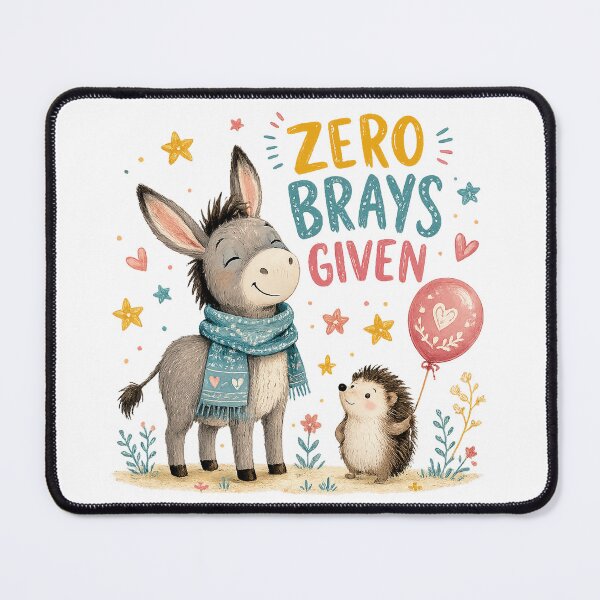 Item preview, Zero Brays Given Cute Donkey and Hedgehog Funny Animal Pun Design designed and sold by inkoutninja.