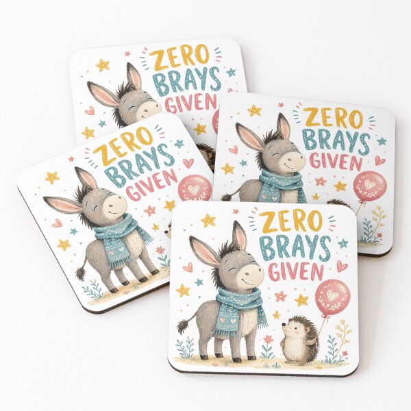 Item preview, Zero Brays Given Cute Donkey and Hedgehog Funny Animal Pun Design designed and sold by inkoutninja.