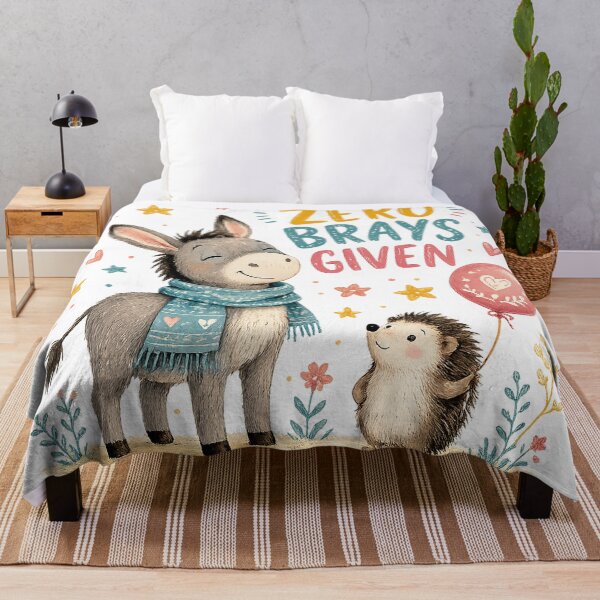 Item preview, Zero Brays Given Cute Donkey and Hedgehog Funny Animal Pun Design designed and sold by inkoutninja.