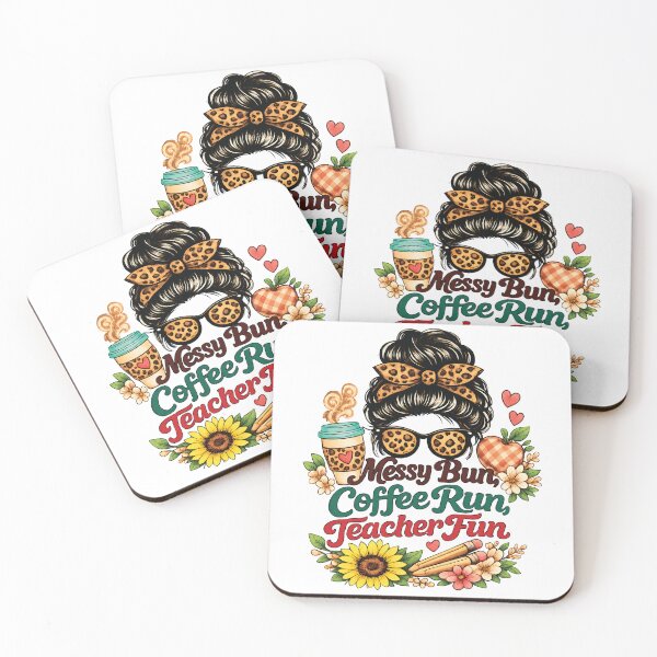 Item preview, Messy Bun Coffee Run Teacher Fun Inspiration teacher design designed and sold by inkflair2.