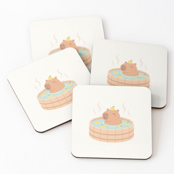 Item preview, Relaxed Kawaii Capybara in Hot Spring With Yuzu Citrus Art designed and sold by Moon's Arts.