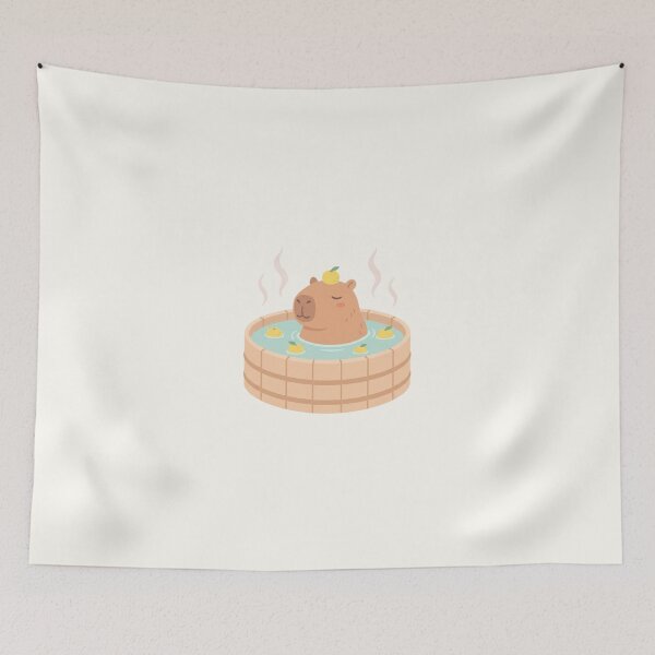 Item preview, Relaxed Kawaii Capybara in Hot Spring With Yuzu Citrus Art designed and sold by Moon's Arts.