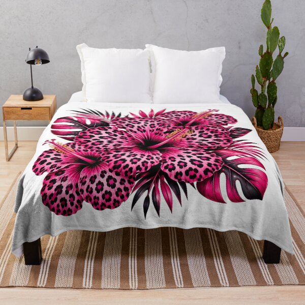 Item preview, Pink Leopard Print Hibiscus Flower Design designed and sold by inkflair2.