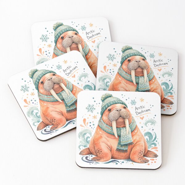 Item preview, Arctic Daydream Cute Walrus Winter Watercolor Animal Design Art  designed and sold by inkoutninja.