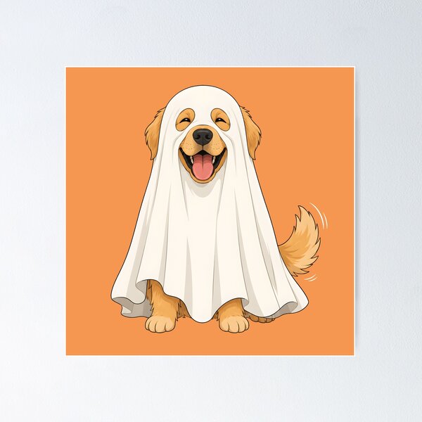 Item preview, Happy Ghost Golden Retriever Dog Halloween Sheet Costume Cute designed and sold by ChubbyGoong.