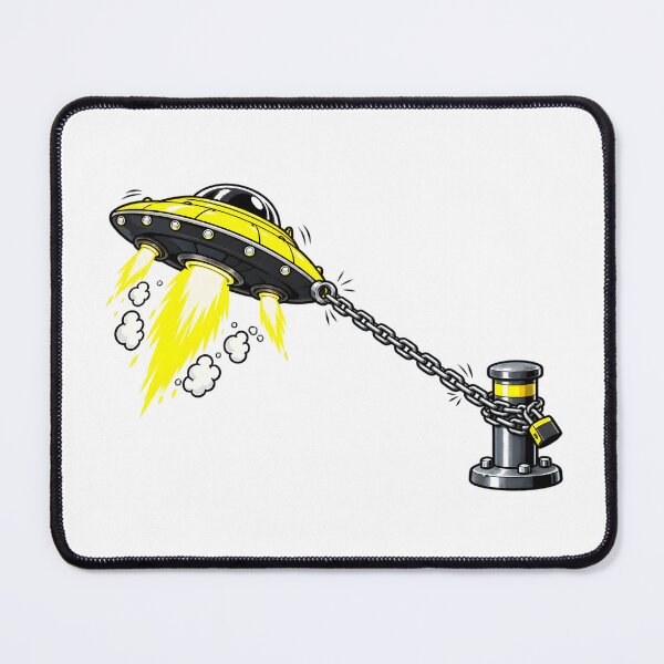 Item preview, Grounded - Yellow UFO Chained to a Post designed and sold by Digipeel.