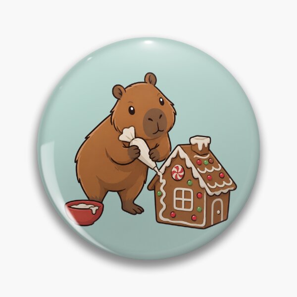 Item preview, Christmas Capybara Decorating a Gingerbread House designed and sold by Ivy-Triggs.