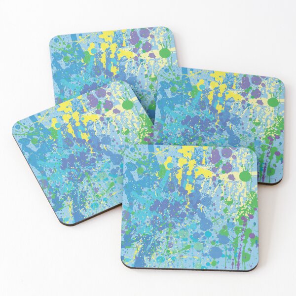 Item preview, Blue Yellow Green Abstract Paint Splatter designed and sold by tryandplay.