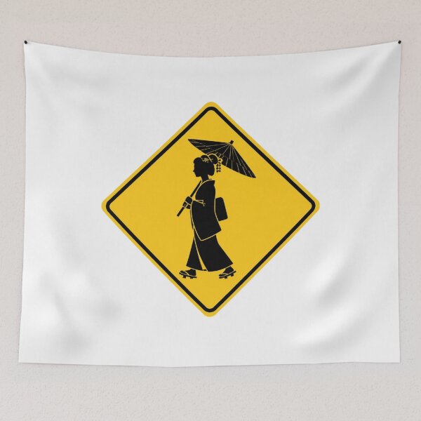 Item preview, Geisha Crossing Japanese Road Sign | Japan Warning Sign | Japanese Design designed and sold by JapanMemoir.
