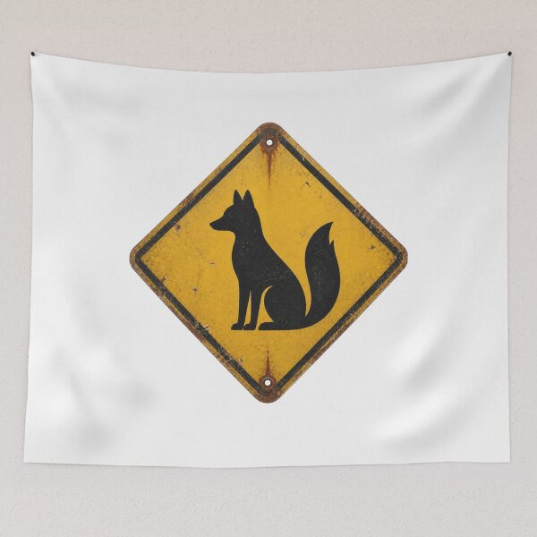 Item preview, Fox Crossing Japanese Road Sign (Vintage Rusty) | Japan Warning Sign | Japanese Design designed and sold by JapanMemoir.