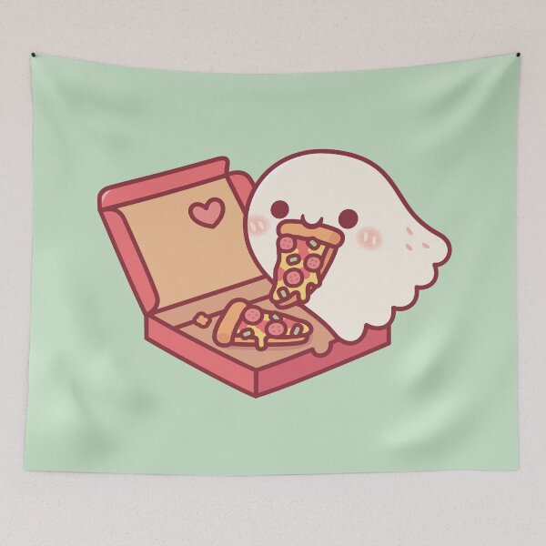 Item preview, Cute Ghost Loves Eating Pepperoni Pizza designed and sold by rustydoodle.