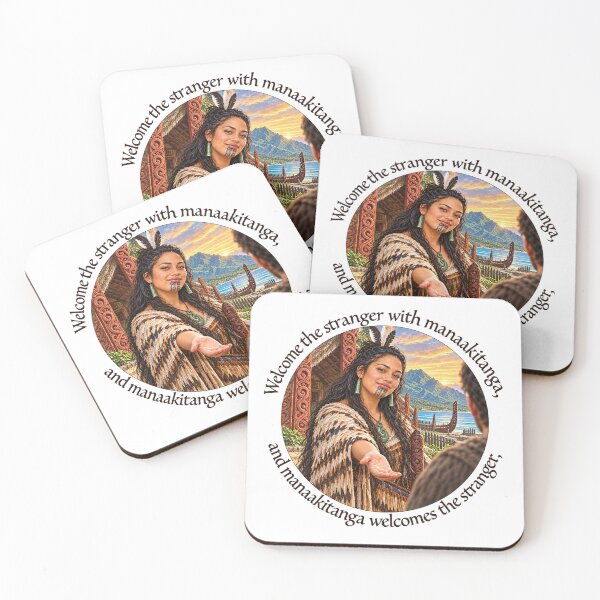Item preview,   	 Maori Hospitality Proverb - Welcome the stranger with manaakitanga | Pacific Art designed and sold by ShakaLife.org.