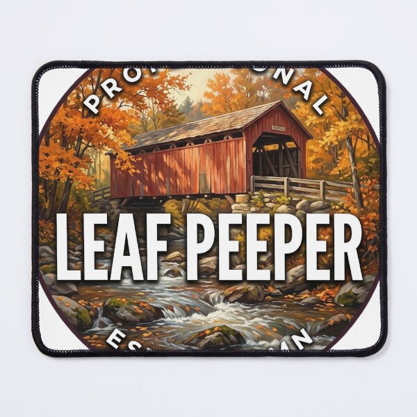 Item preview, Leaf Peeping Covered Bridge Autumn Round Badge Sticker designed and sold by DetourDgn.