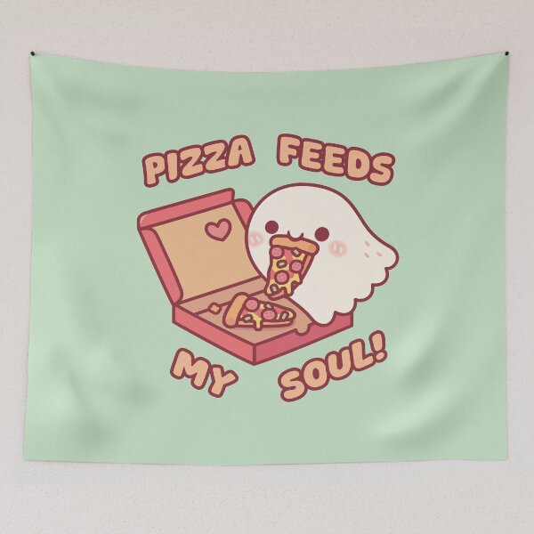 Item preview, Pizza Feeds My Soul Cute Ghost Loves Eating Pizza designed and sold by rustydoodle.