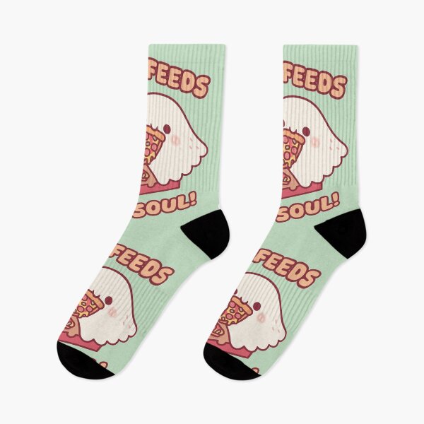 Item preview, Pizza Feeds My Soul Cute Ghost Loves Eating Pizza designed and sold by rustydoodle.