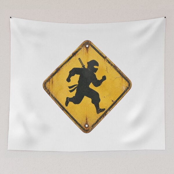 Item preview, Ninja Crossing Japanese Road Sign (Vintage Rusty) | Japan Warning Sign | Japanese Design designed and sold by JapanMemoir.