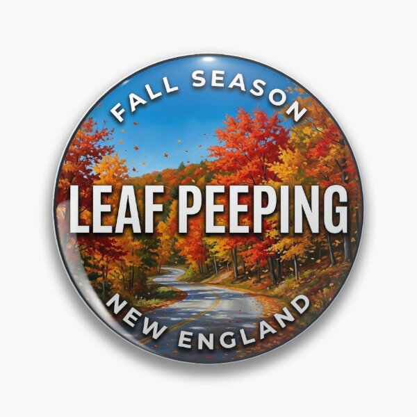 Item preview, Leaf Peeping Country Road Autumn Round Badge Sticker designed and sold by DetourDgn.