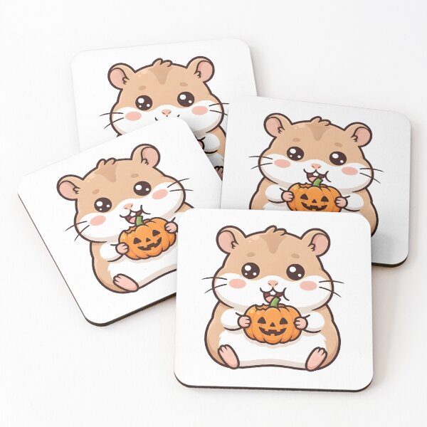 Item preview, Cute Hamster Nibbling Pumpkin Halloween Kawaii Autumn Snack designed and sold by ChubbyGoong.