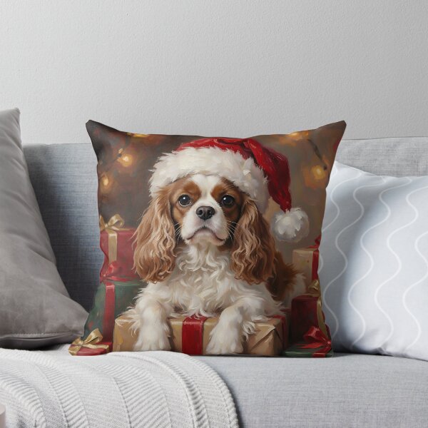Item preview, Christmas Cavalier King Charles Spaniel Puppy in Santa Hat designed and sold by cr6zym1nd.